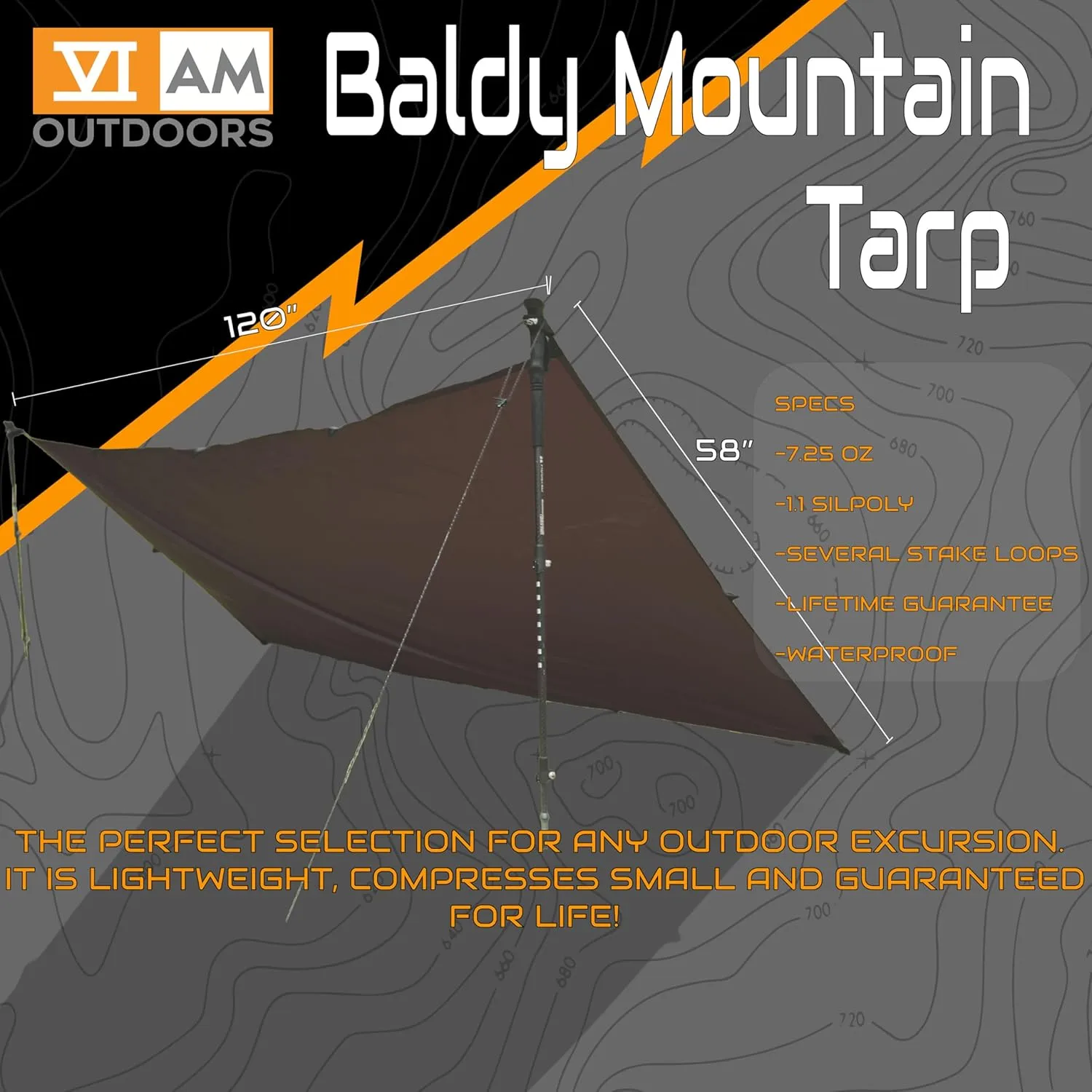 | Baldy Ultralight Waterproof Tarp | 1.1oz Silpoly | Tan…