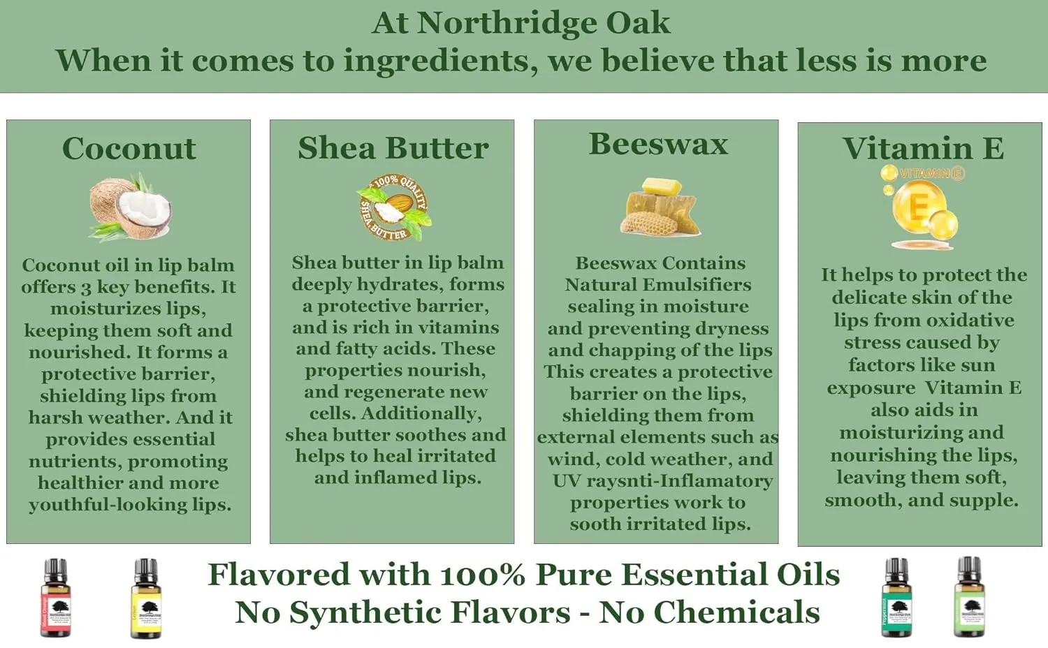 100% All Natural Lip Balm - Beeswax, Shea Butter, Coconut Oil, Vitamin E and Pure Essential Oils - 7 Different Options to Choose From (Unscented 5 Pack)