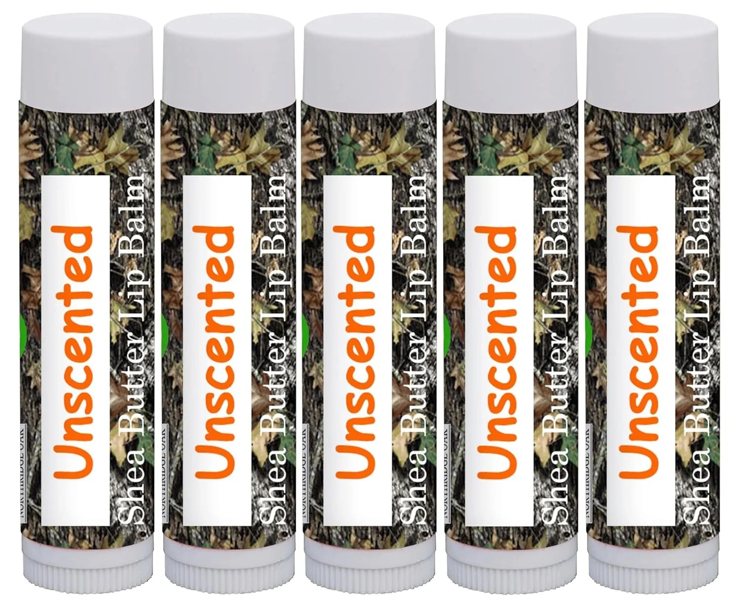 100% All Natural Lip Balm - Beeswax, Shea Butter, Coconut Oil, Vitamin E and Pure Essential Oils - 7 Different Options to Choose From (Unscented 5 Pack)