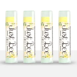 100% Natural Beeswax Lip Balm with Organic Oils (Sweet Honey, 4 pack)