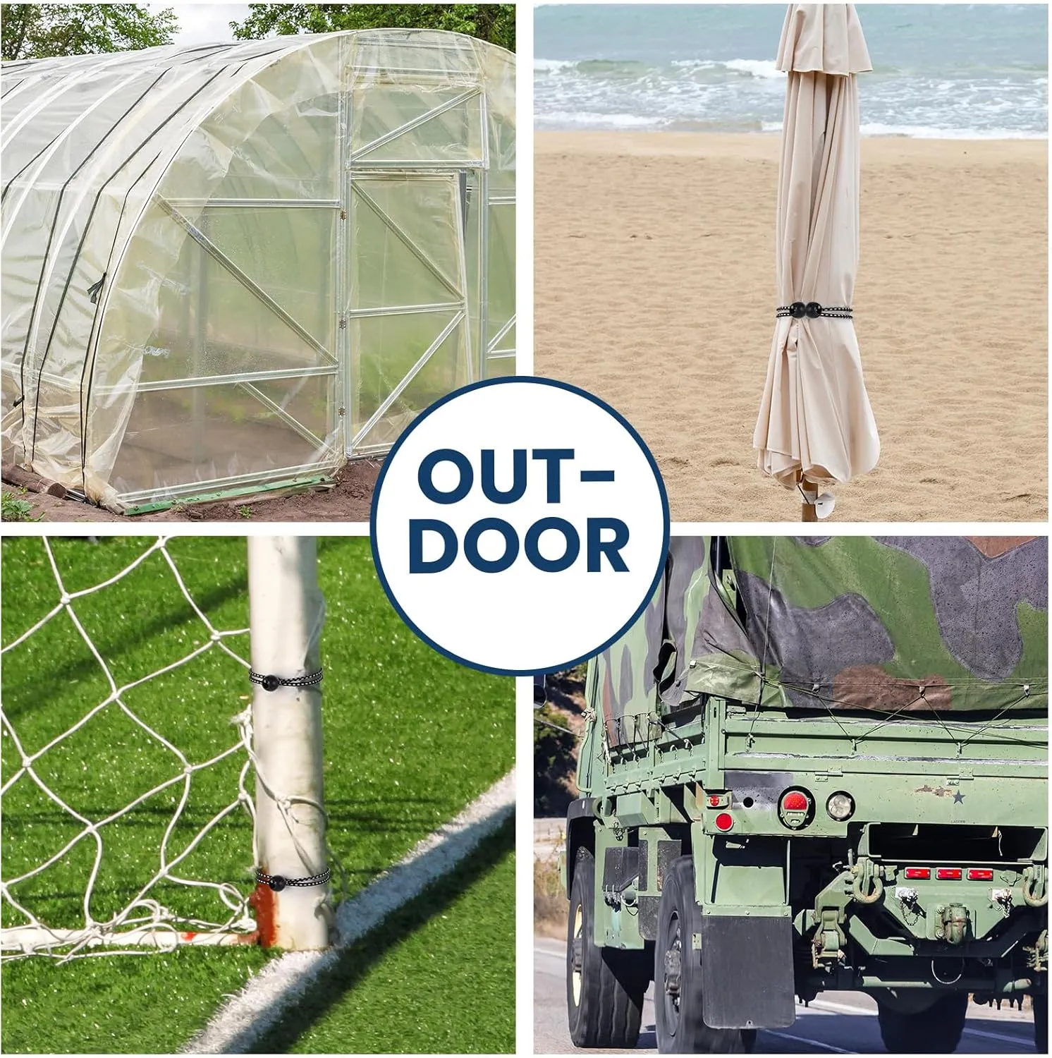 100 Pcs 4, 6, 9, 11 Inch Ball Bungee Cords Tarp Tie Downs Bungee Cords with Balls Heavy Duty Outdoor Tarp Straps for Canopy Shelter Camping Cargo Tent Poles UV Resistant (Black White)