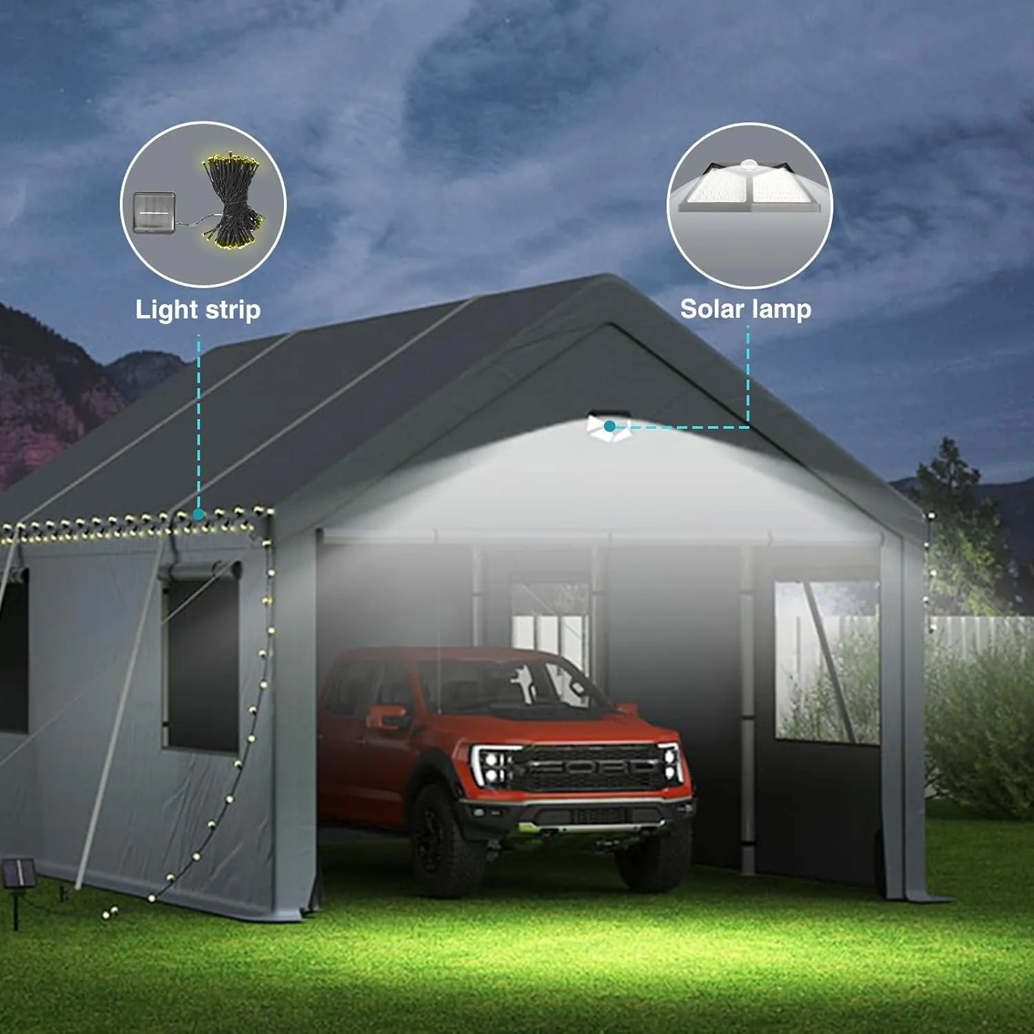 10x16FT Heavy Duty Carport Canopy,Extra Large Portable Car Tent Garage with Roll-up Windows and All-Season Tarp Cover,Removable Roof &Side Walls for Car, SUV,Boats&Truck Shelter Logic Storage
