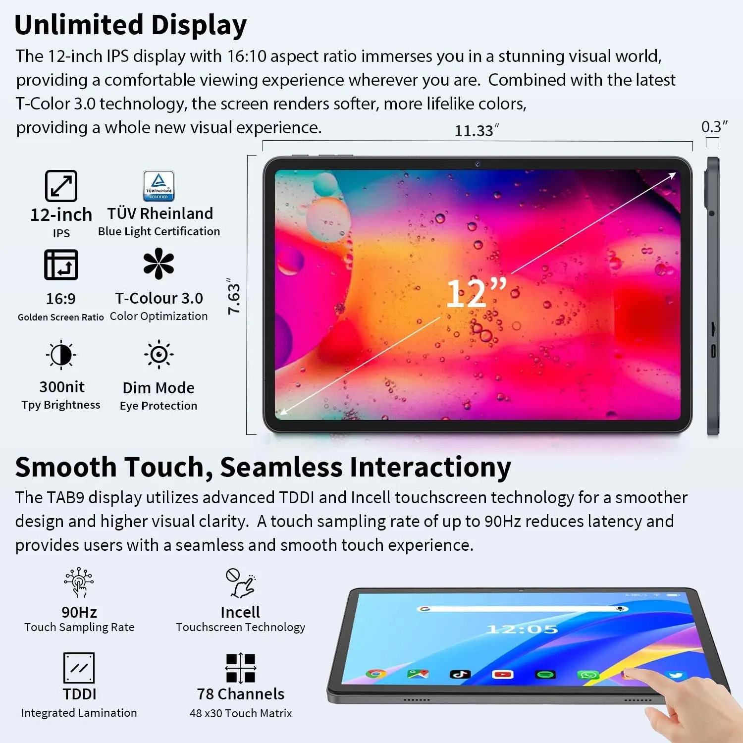 12 Inch Tablet Android 15 Tablets, 2025 Upgraded Android Tablet with Keyboard, 24GB RAM 128GB ROM(1TB Expand), Octa-Core, 2K 2000x1200 Display, 16MP Dual Camera, 8000mAh, 2.4G/5G WiFi, GPS (Silver）