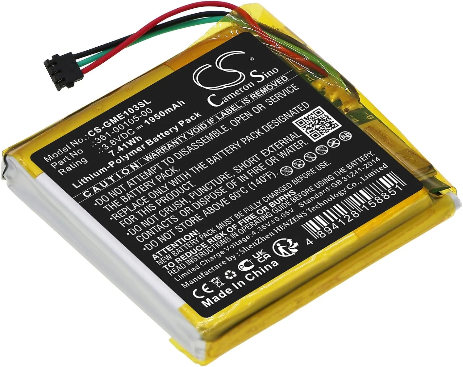 1950mAh / 7.41Wh Battery for Garmin Edge 1030 PN:Garmin 361-00105-00
