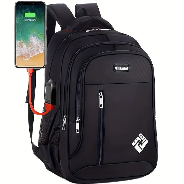 1pc Ultralight Backpack Men's Computer Backpack Large Capacity Travel High School Junior High School Students Schoolbag With USB Charging Port Anti-splash Water Schoolbag Laptop Notebook Bag