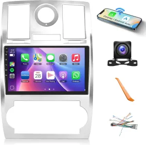 2 64G Car Radio Stereo for Chrysler 300 300C 2004-2011 with Wireless Carplay/Android Auto,Android Car Stereo 9“ Touch Screen GPS Navigation DSP WiFi Bluetooth FM/RDS Mirror Link SWC Backup Camera