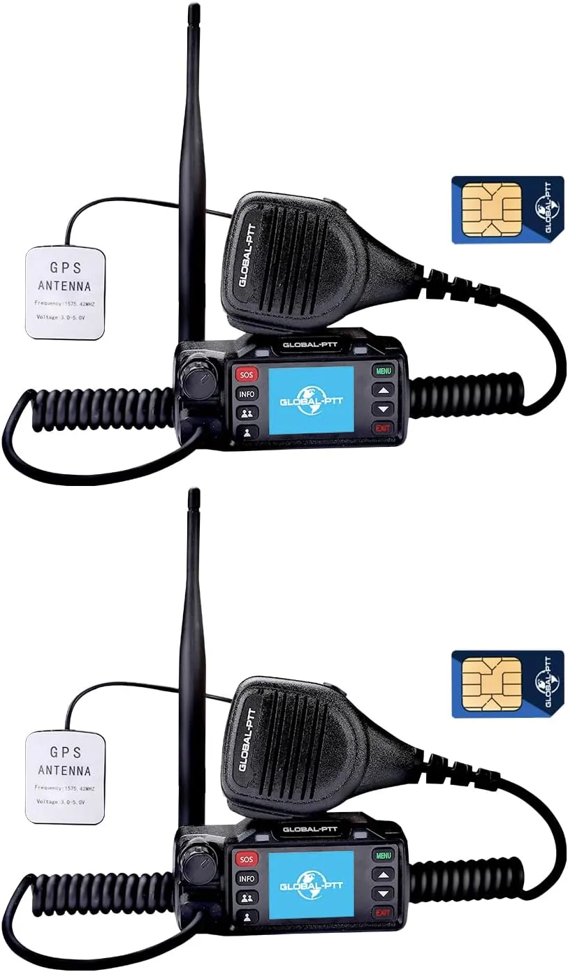 2-Pack Push-to-Talk Over Cellular (PoC) Mobile Radios with GPS SOS - 4G LTE Nationwide PTT Unlimited Range License-Free for in-Vehicle Communication Include Dispatch Account (GPS)