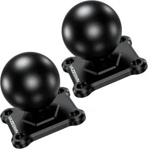 2 PCS 1.5" Ball Mount with Aluminum Alloy Square Plate, Universal Electronic Device Mounting Base with AMPS Holes for Garmin, Lowrance, Humminbird, for RAM Mounts C Size Double Socket Arms