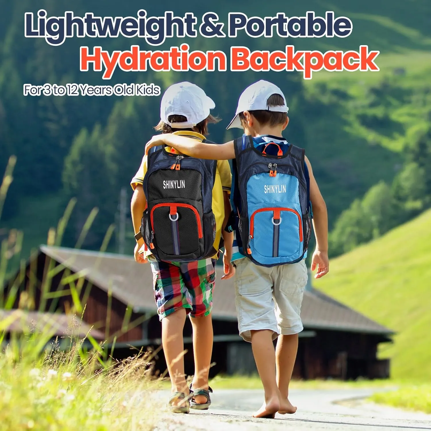 2 Pcs Kids Hydration Backpack with 1.5l Water Bladder Lightweight Kids Hiking Backpack Water Rucksack for Boys Girls Climbing Running
