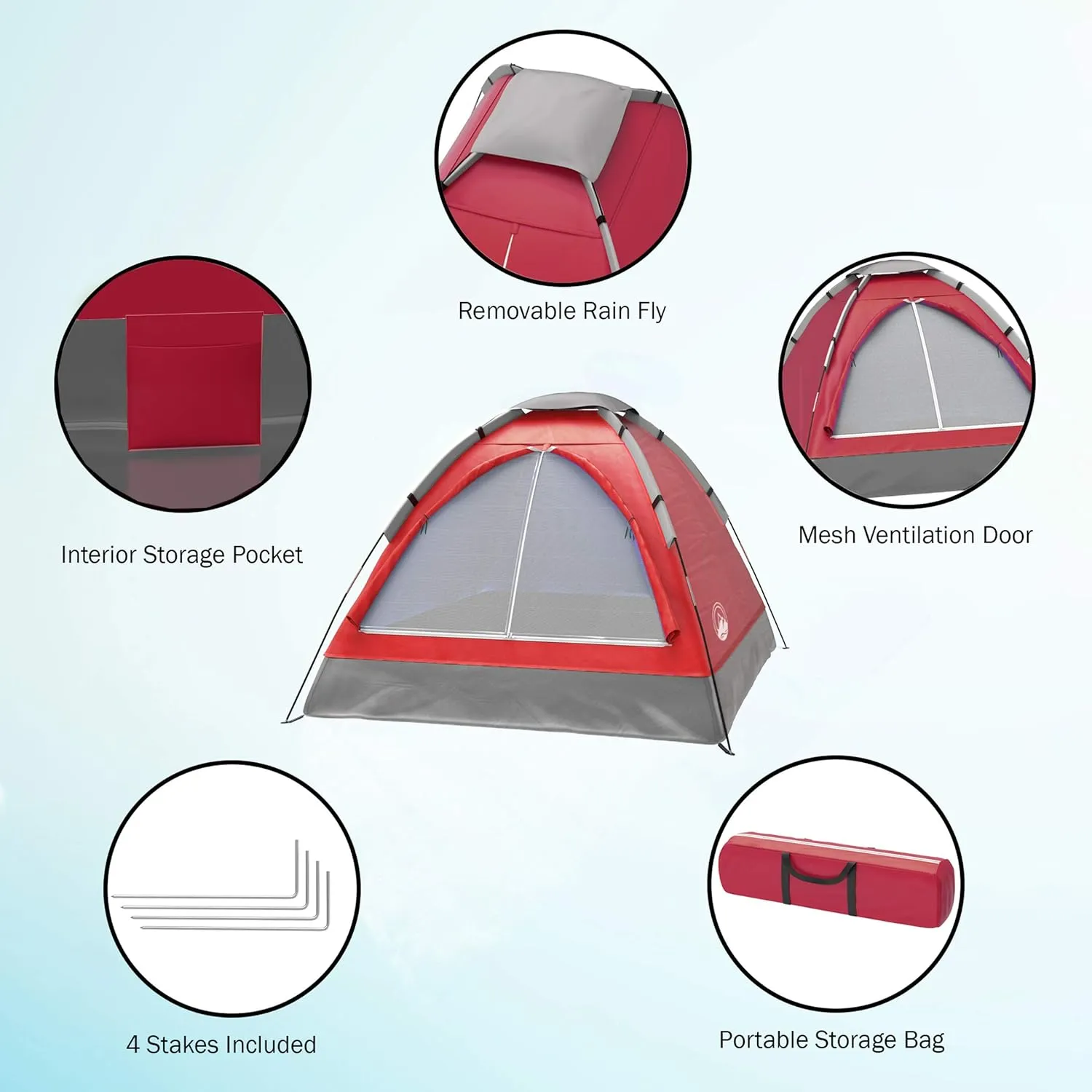 2 Person Camping Tent with Rain Fly and Carrying Bag