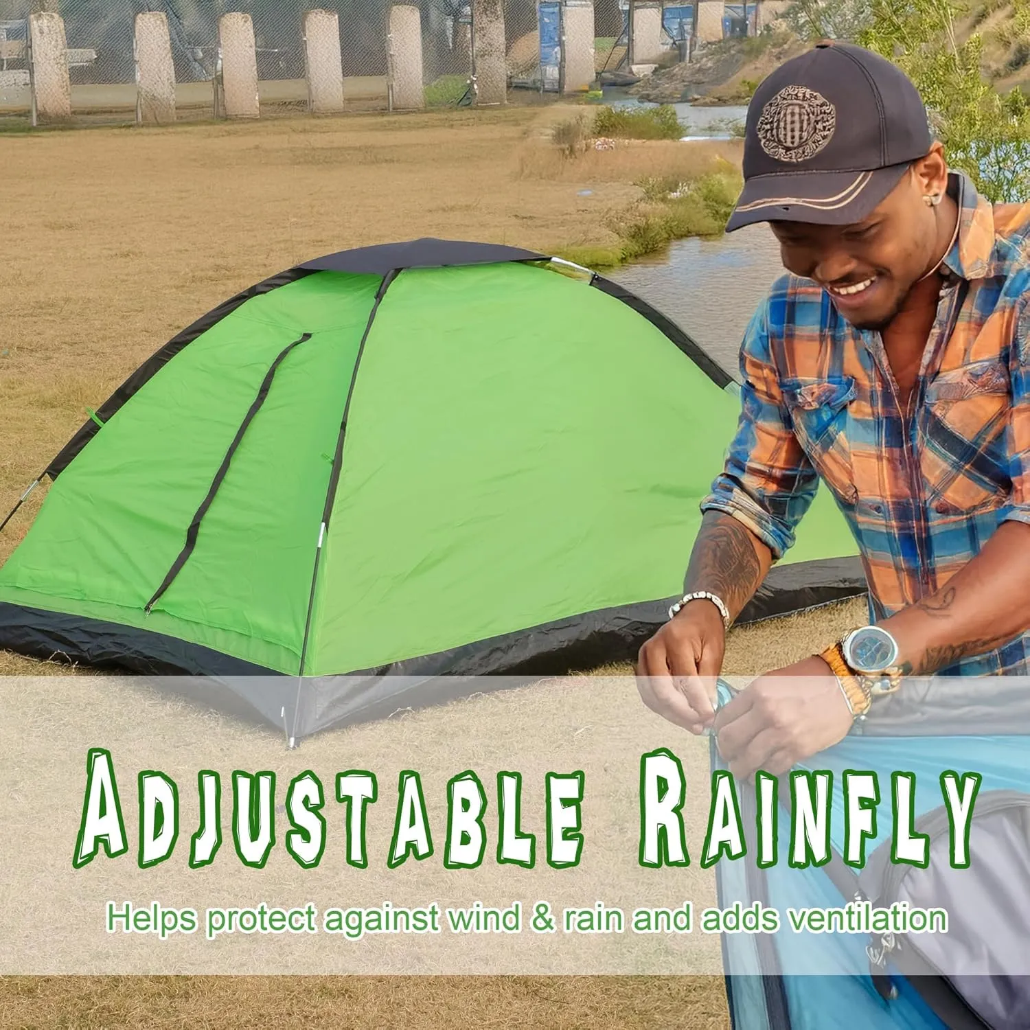 2-Person Dome Tent for Camping Waterproof Lightweight Portable Backpacking Orange/Blue/Army Green/Green