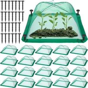20 Pcs 17 Inch Mesh Plant Cover Plant Protectors from Animals Outdoor Plant Tent for Vegetables Food Cover Net Garden Netting Cover Collapsible Plant Umbrella to Keep Small Animals Out