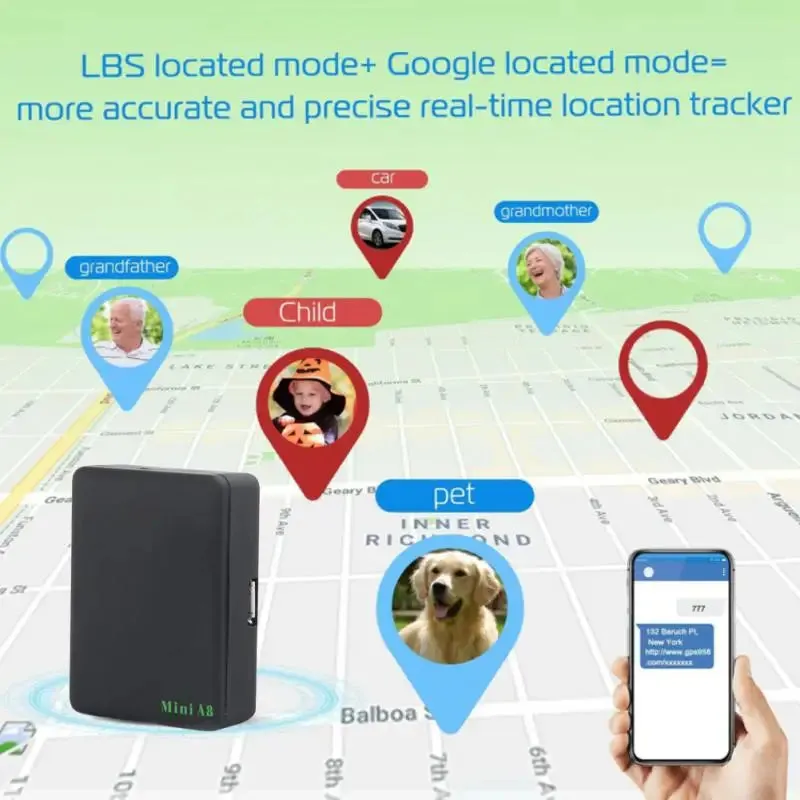 2022 New A8 Mini GPS Tracker Magnetic Mount Car Motorcycle Real Time Tracking Anti-lost Locator SIM Positioner Auto Accessories