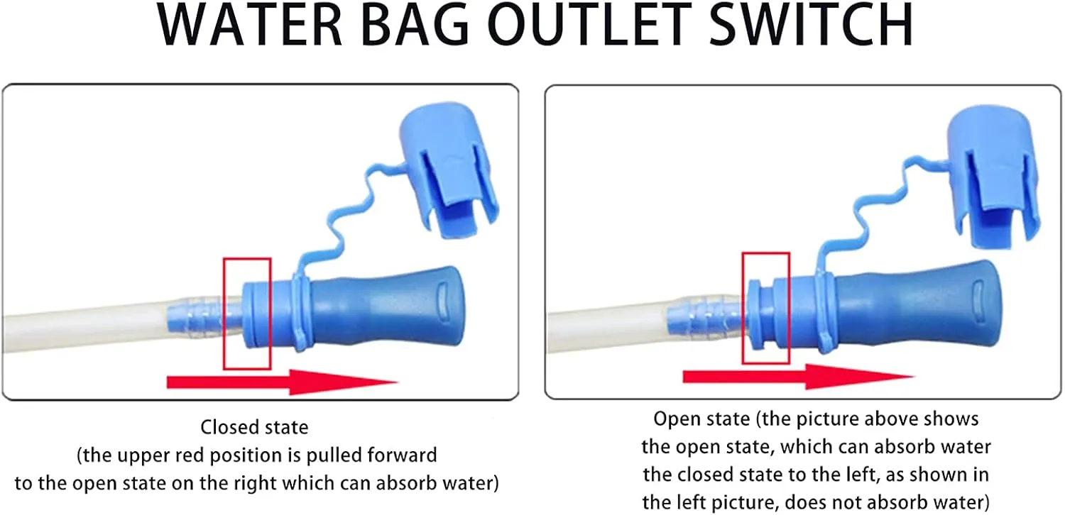 2L Leak Proof 2 Liter Water Tank Without Bpa Water Storage Airbag with Insulating Tube Alternative to Hydration Backpack for Outdoor Camping