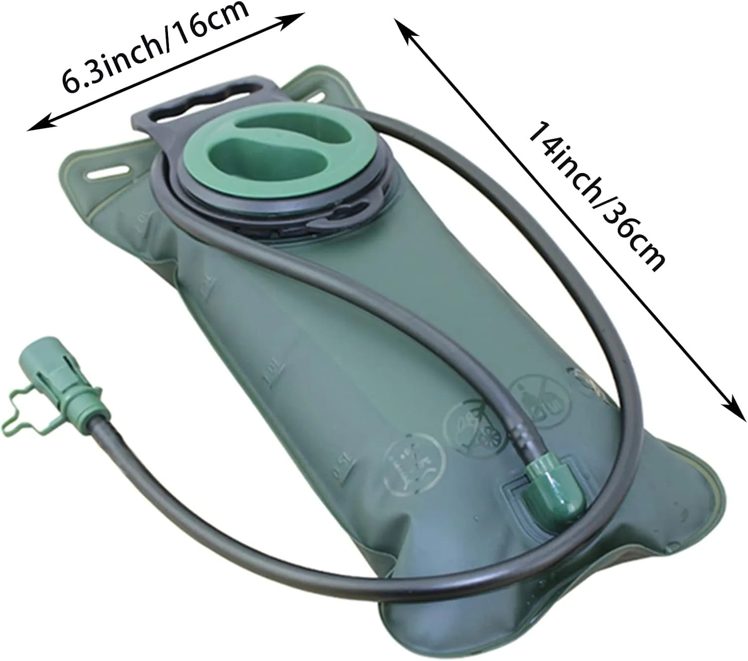 2L Leak Proof 2 Liter Water Tank Without Bpa Water Storage Airbag with Insulating Tube Alternative to Hydration Backpack for Outdoor Camping