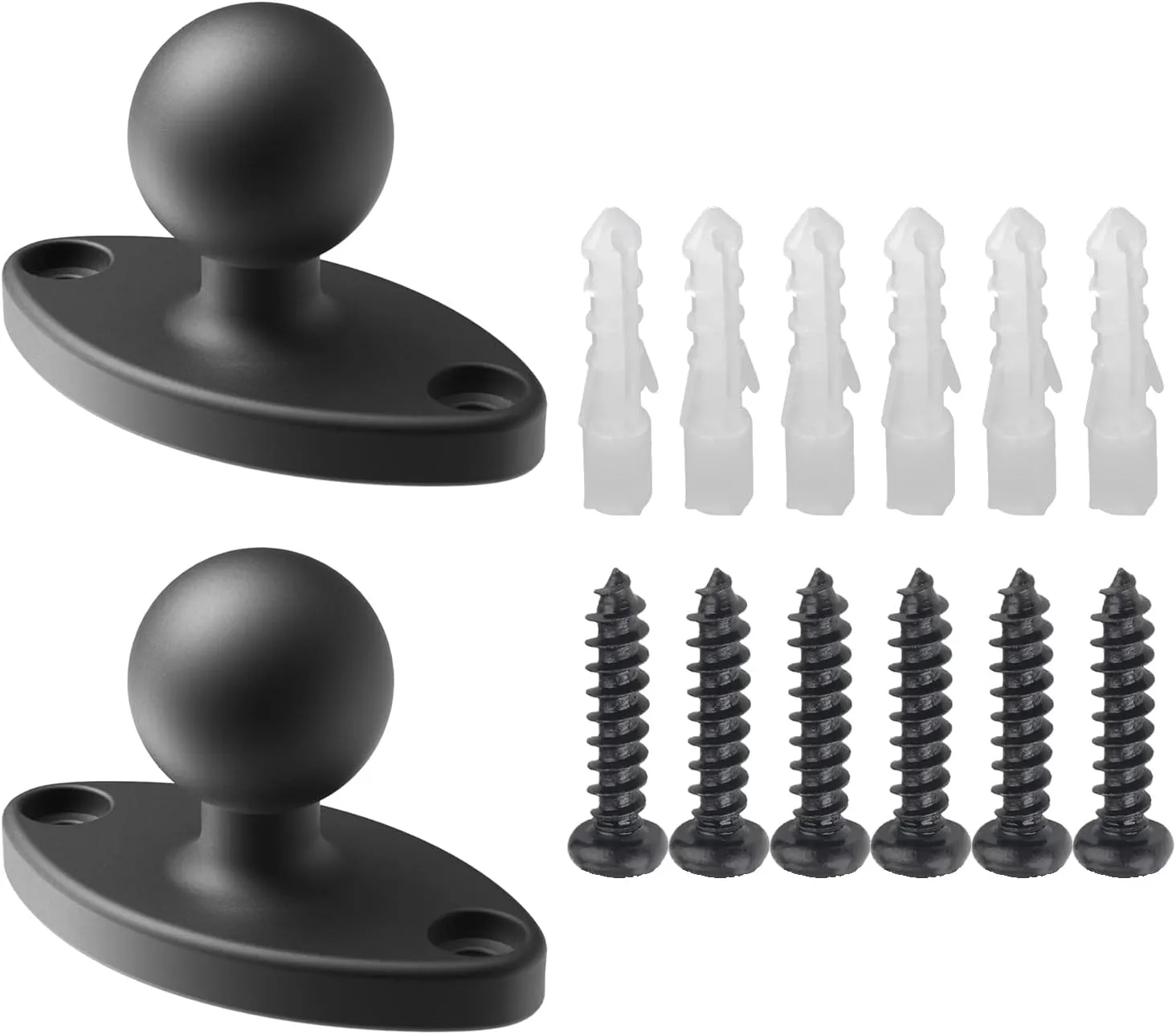 2PC 1'' Ball Diamond Mount Base for RAM Mounts - B Size Double Socket Arm Adapter with 1" Ball, Nylon-Fiber Composite (2-Pack)