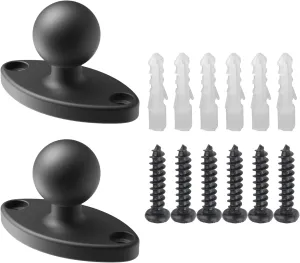 2PC 1'' Ball Diamond Mount Base for RAM Mounts - B Size Double Socket Arm Adapter with 1" Ball, Nylon-Fiber Composite (2-Pack)