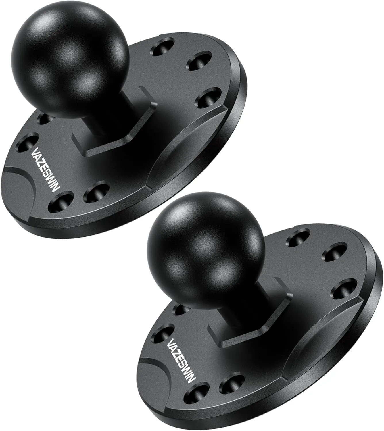 2PCS 1" Ball Mount with Aluminum Alloy Round Plate, Universal Electronic Device Mounting Base with AMPS Hole for Garmin, Lowrance, Humminbird, for RAM Mounts, Scotty B Size Double Socket Arm