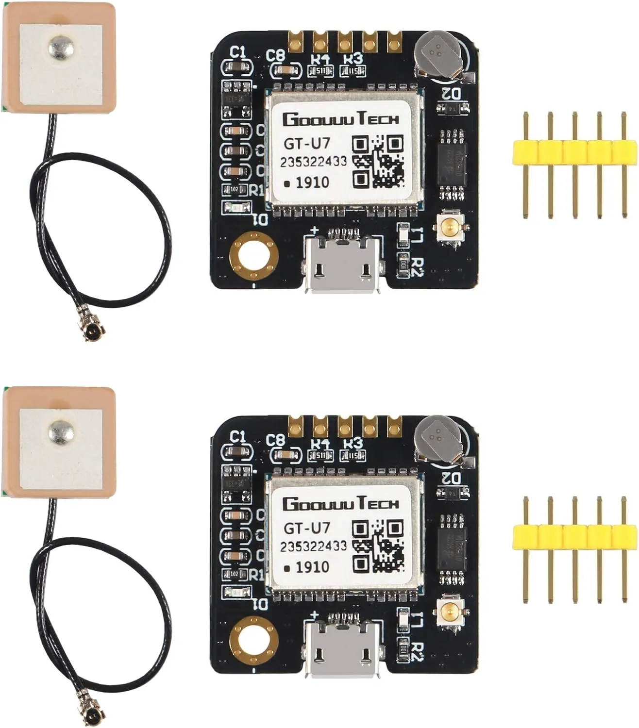 2pcs GT-U7 GPS Module Navigation Satellite Positioning Compatible with NEO-6M 51 MCU STM32 High Sensitivity Low Power Consumption High-Precision Positioning Suitable for Vehicles