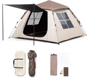 3-4 Person Pop Up Tent,Water Resistant Dome Tent,Camping Instant Tent,Double Layer,Professional Camping Tent for Outdoor Hiking,Mountaineering,Survival(A)