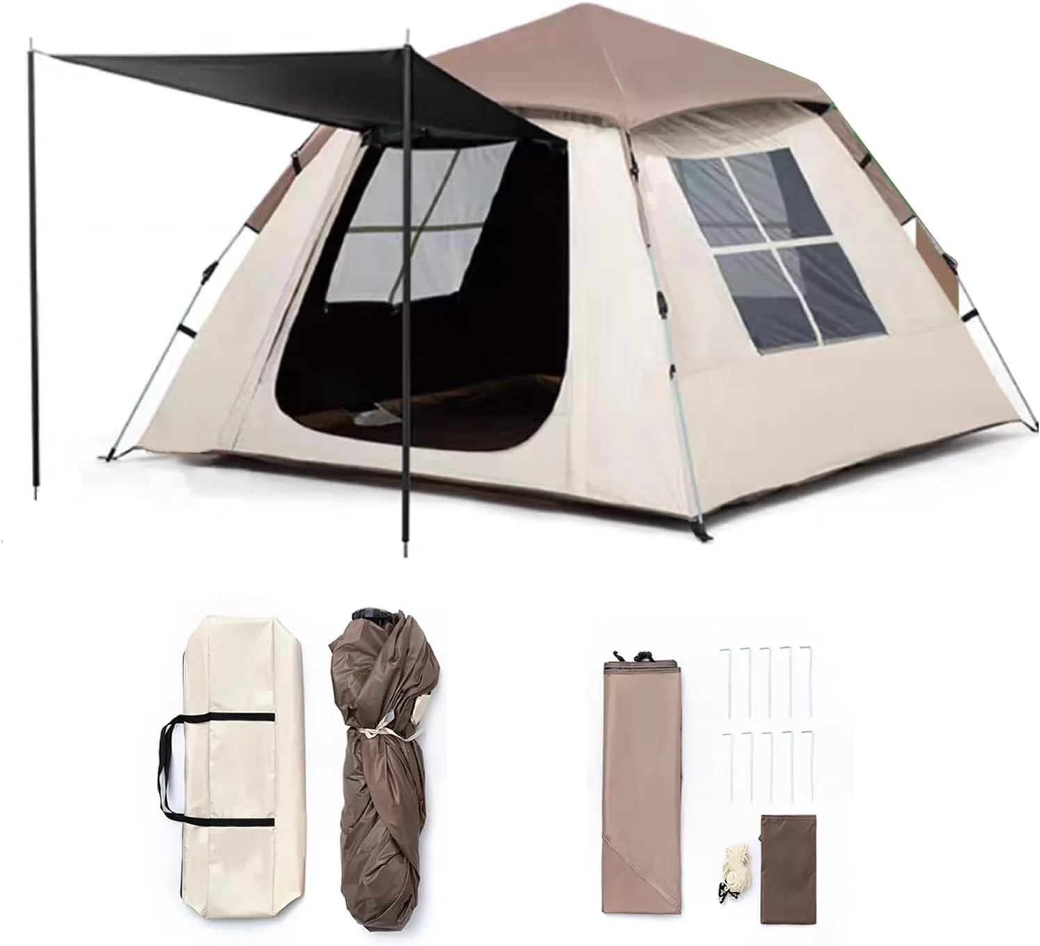 3-4 Person Pop Up Tent,Water Resistant Dome Tent,Camping Instant Tent,Double Layer,Professional Camping Tent for Outdoor Hiking,Mountaineering,Survival(A)