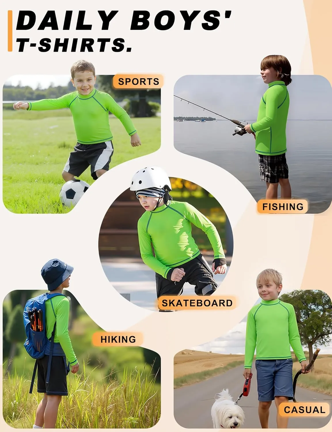 3 Pack Boys Rash Guard Swim Shirt Long Sleeve UPF 50  Sun Protection Kids Youth SPF Water Beach Swimwear Tops Quick Dry