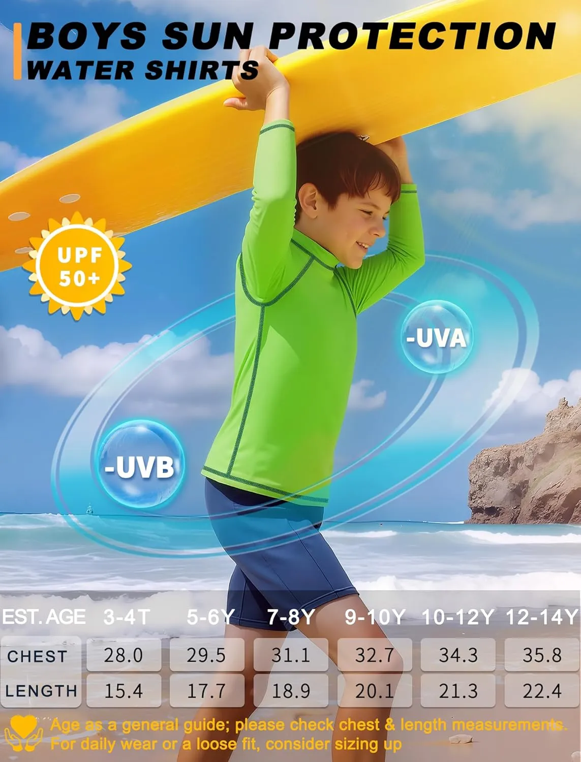 3 Pack Boys Rash Guard Swim Shirt Long Sleeve UPF 50  Sun Protection Kids Youth SPF Water Beach Swimwear Tops Quick Dry