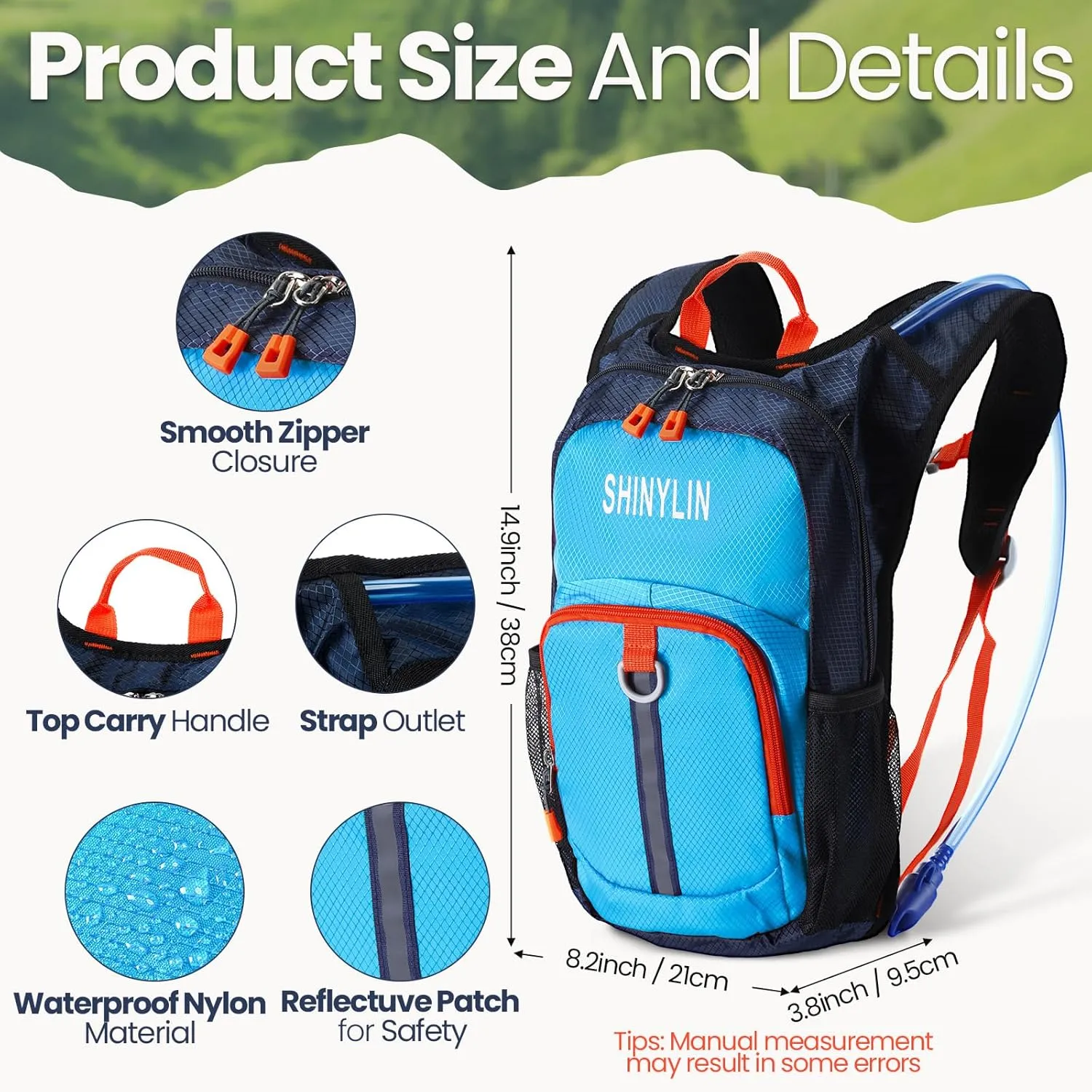 3 Pcs Kids Hydration Backpack with 1.5 L Water Bladder for Kids Hydration Water Backpack Lightweight Insulated Pack for Boys Girls Biking Climbing Running Hiking
