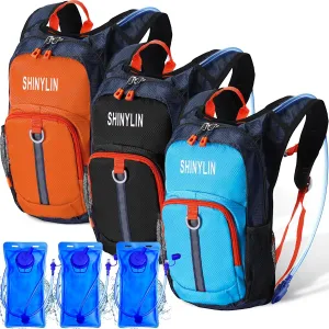 3 Pcs Kids Hydration Backpack with 1.5 L Water Bladder for Kids Hydration Water Backpack Lightweight Insulated Pack for Boys Girls Biking Climbing Running Hiking