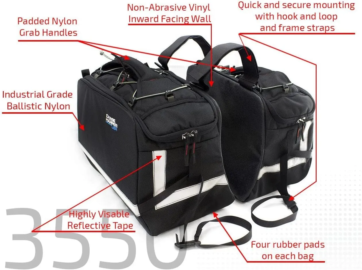 3550 Aeropac II Saddle Bags - Water-Resistant, Industrial Grade Ballistic Nylon w/Thermoplastic Insert, Anti-Scratch Vinyl on Inward Facing Wall, 14" L x 9" W x 10.5" H (Per Side)