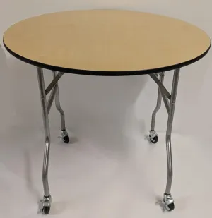 36 Inch Round Folding Table on Wheels (Birch Plywood)