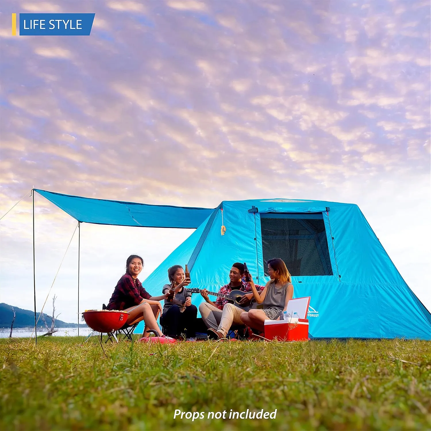 4 Person Dome Tent / 6 Person Dome Cabin Tent / 8 Person Cabin Tent with Full Coverage rainfly and Full Size Canopy