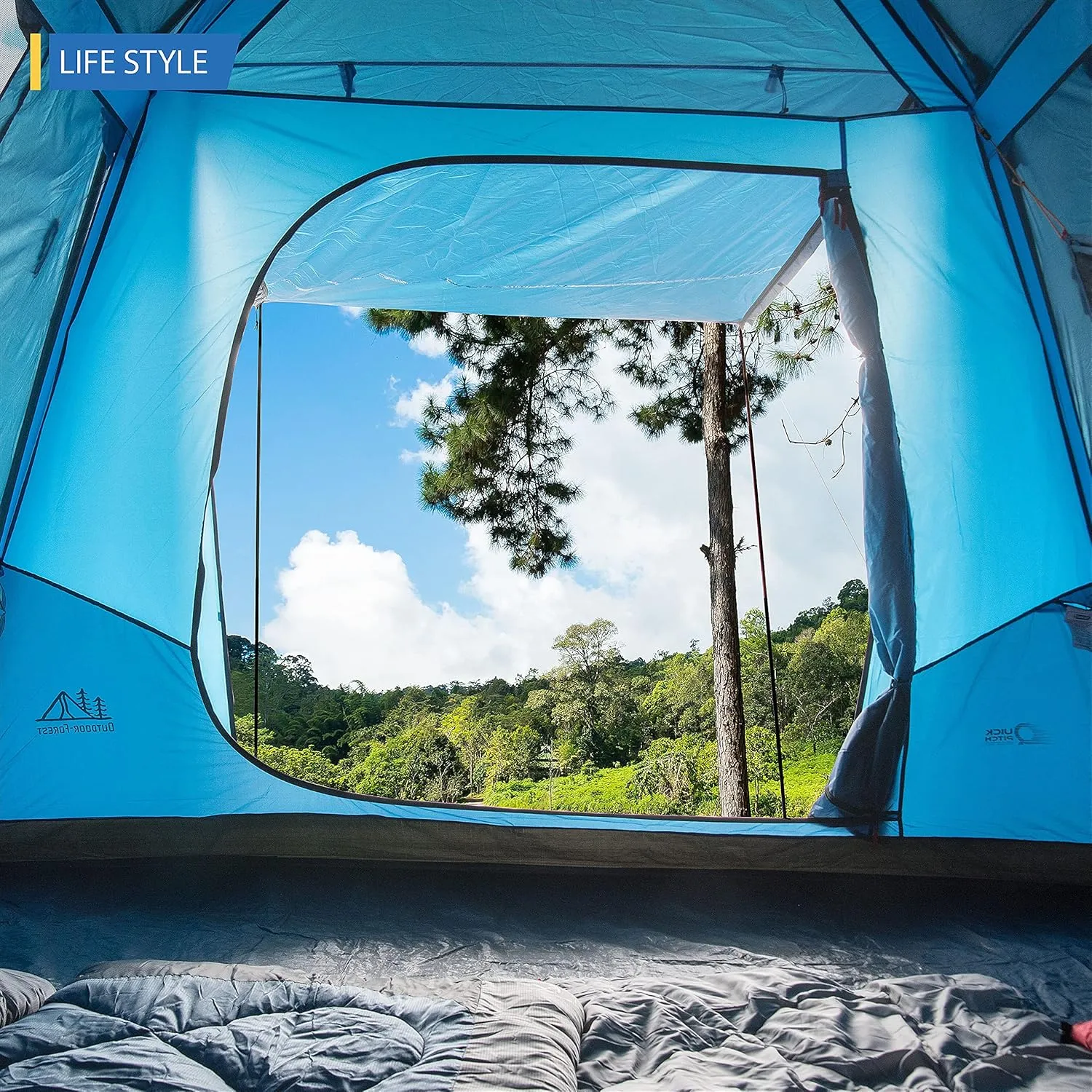 4 Person Dome Tent / 6 Person Dome Cabin Tent / 8 Person Cabin Tent with Full Coverage rainfly and Full Size Canopy