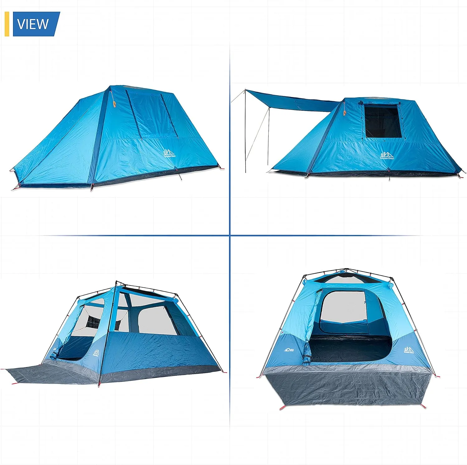 4 Person Dome Tent / 6 Person Dome Cabin Tent / 8 Person Cabin Tent with Full Coverage rainfly and Full Size Canopy