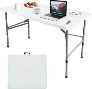 4ft Heavy Duty Portable Table, Folding Table for Indoor & Outdoor Picnic & Card Table for Picnic, Party, Camping...(4FT)