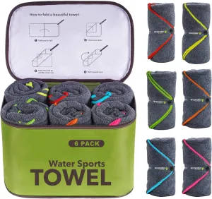 4Monster 4 Pack Microfiber Camping Towel Quick Dry, Super Absorbent Travel Towel with Waterproof Bag, Lightweight Boat Towel for RV, Sport, Gym, Beach, Pool, Swim,Family Trip
