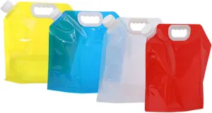 4Pcs Collapsible Emergency Water Jug Container Bag Freezable Outdoor Water Storage Tank Large 5L Capacity for Hiking Camping Sports Waterproof