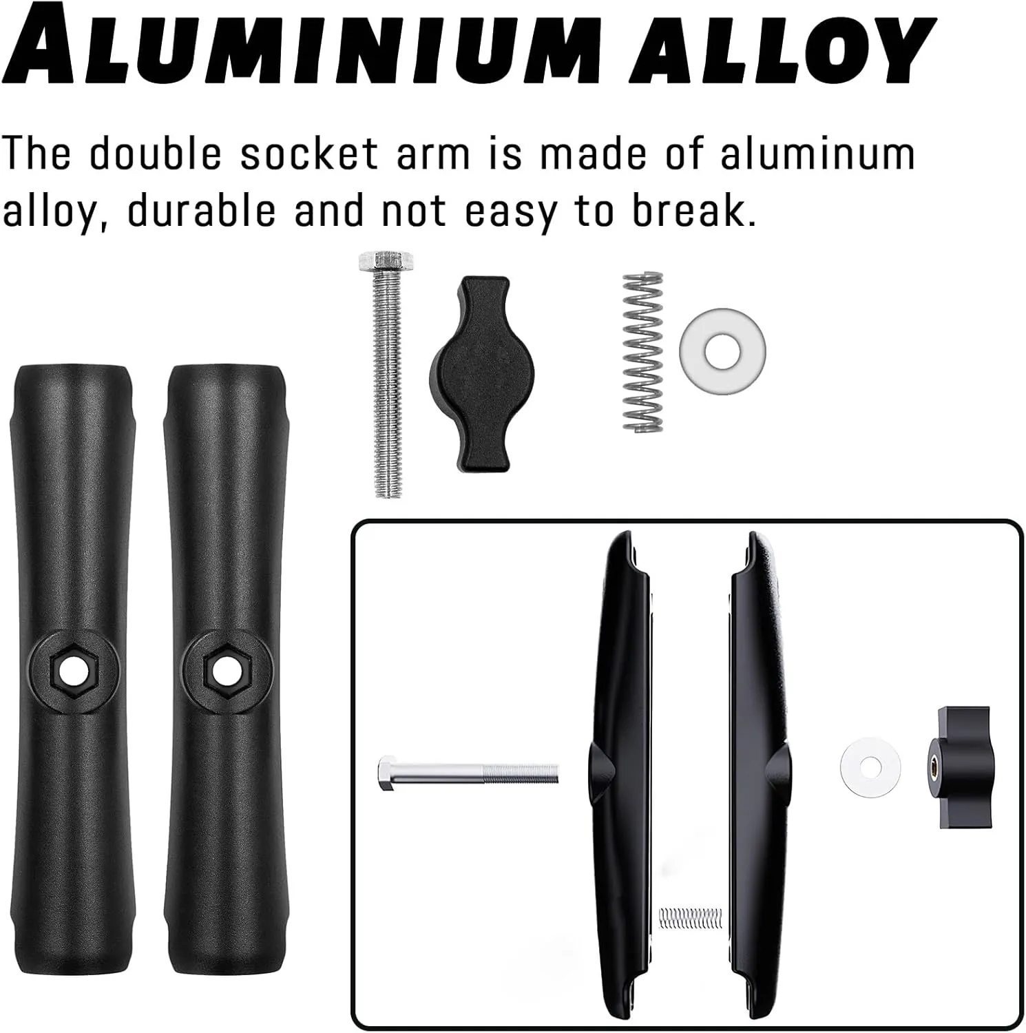 5.91" Metal Double Socket Arm for RAM B Size 1"/25mm Ball Mount Extension Long Arm, Mount Accessories for Gopro/GPS/Phones/Tablets, for Bike, Motorcycle, Truck, Vehicle, etc.