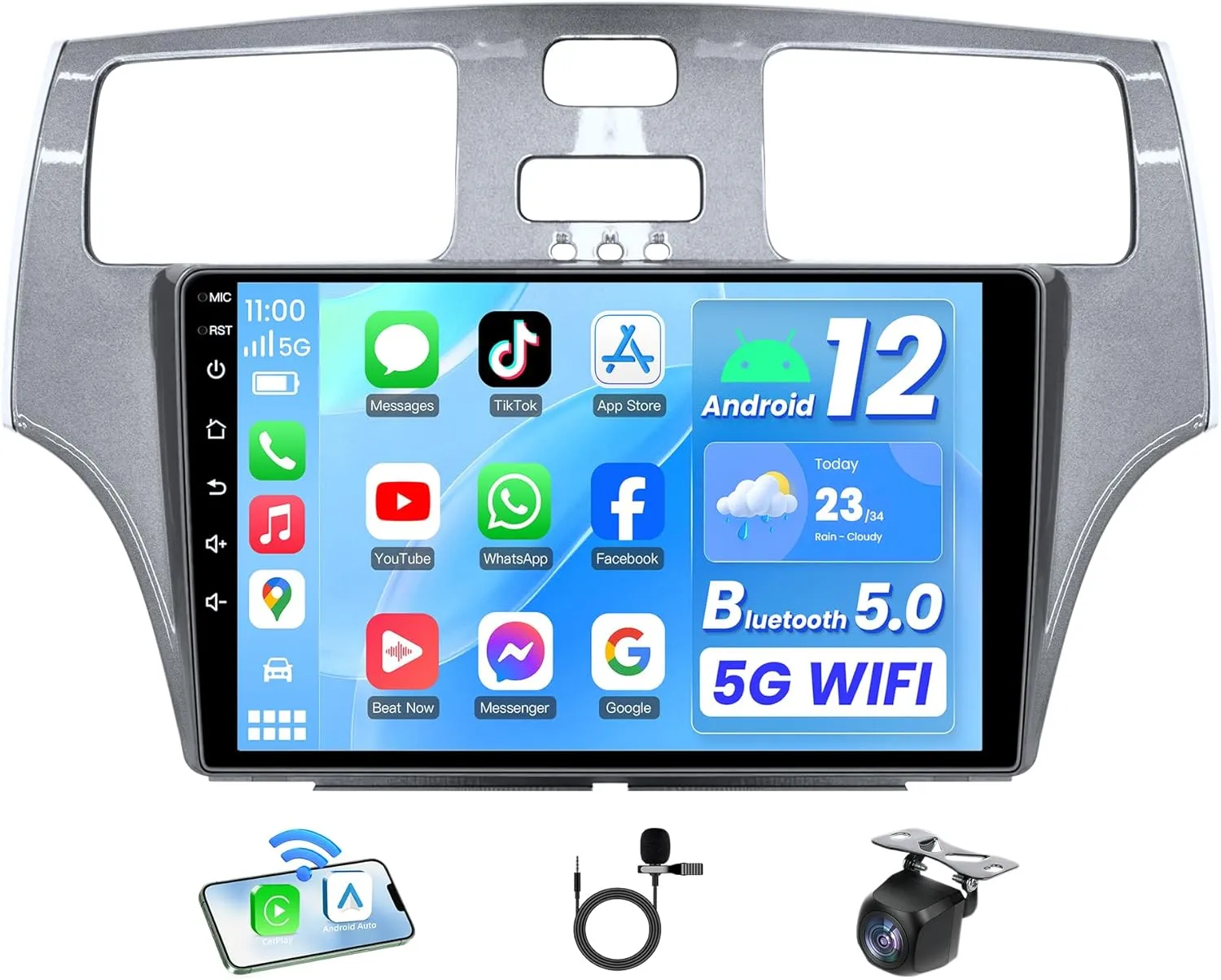 5G WiFi Car Radio Stereo for Lexus ES250 ES300 ES330 2002 2003-2006: Wireless Carplay/Android Auto Car Stereo Upgrade with 9 Inch IPS Touch Screen GPS Navigation Backup Camera Bluetooth FM Radio