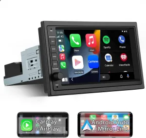 7 inch Car Stereo Audio 1 Din Universal Car Radio 2 64GB Android 12 for iOS CarPlay/Android Auto/Mirror Link GPS Sat Nav Bluetooth WiFi USB DAB GPS Navigation Car Audio FM Radio