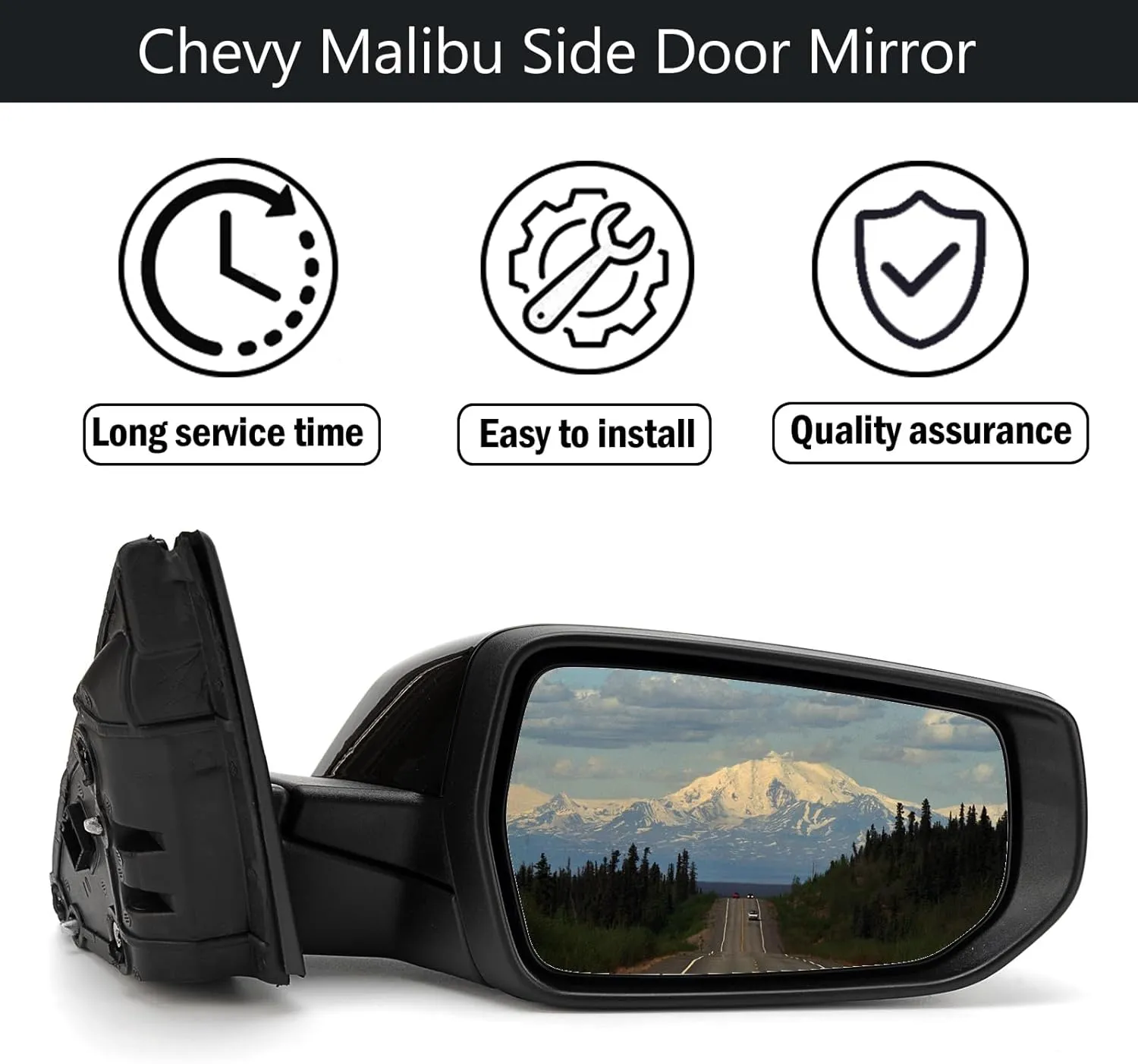 7-Pin Right Passenger Side Door Mirror Fit For 2016-2022 Chevy Malibu LT Hybrid with Turn Signal Light & Heated, Replace# GM1321539, 84288103| Black