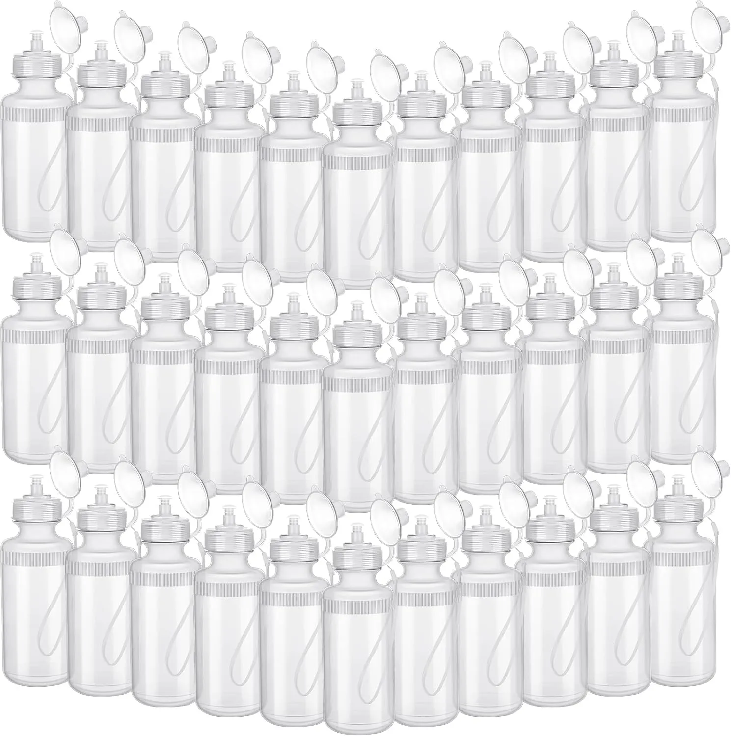72 Pcs Sports Water Bottles Bulk 20 oz Squeeze Reusable Plastic Water Bottles with Nylon Strap Leak Proof Blank DIY Cups for School Football Team Beach Summer Graduation Gifts