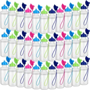72 Pcs Sports Water Bottles Bulk 20 oz Squeeze Reusable Plastic Water Bottles with Nylon Strap Leak Proof Blank DIY Cups for School Football Team Beach Summer Graduation Gifts