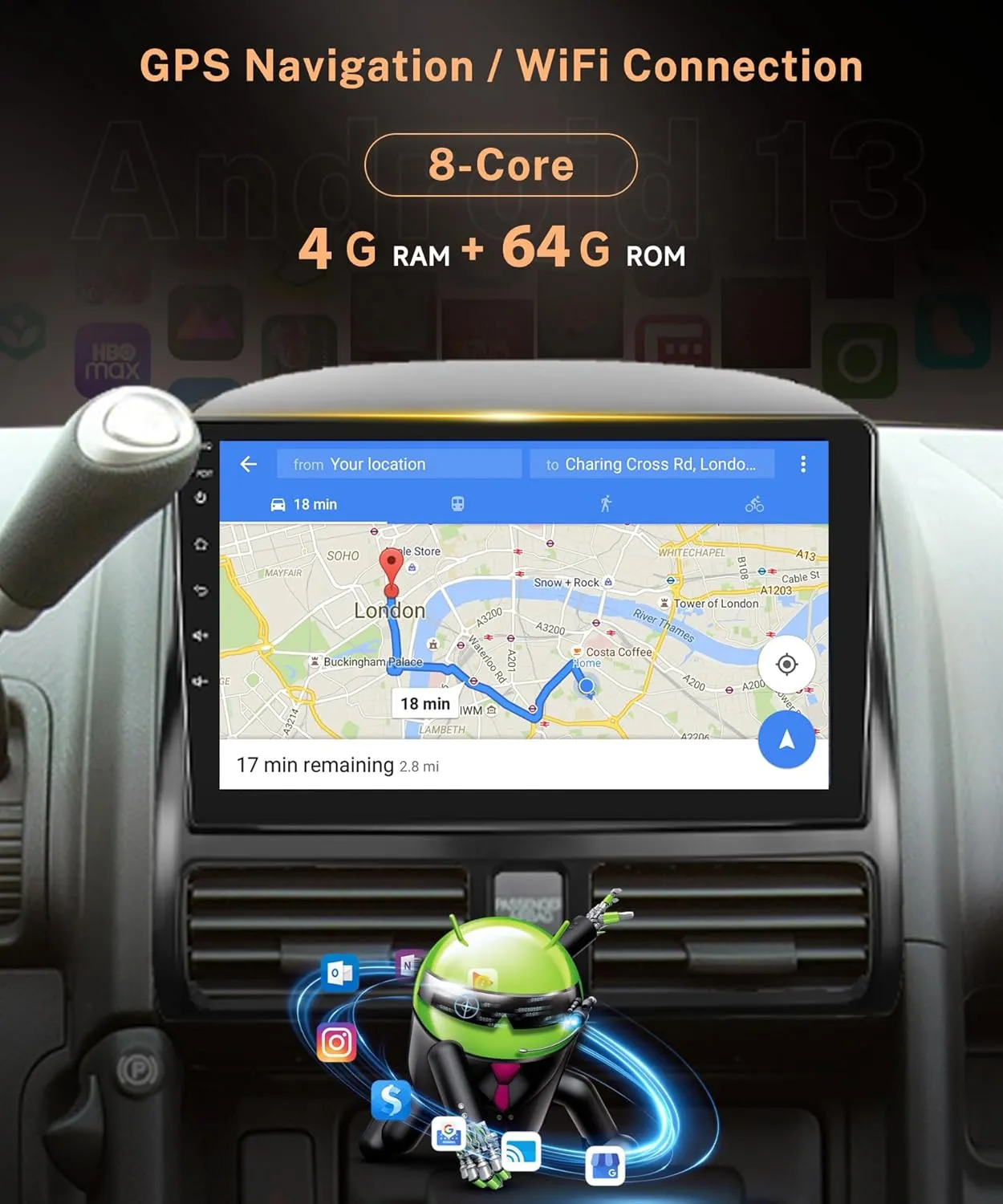 8 Core 4G 64G Android 13 Car Radio for Honda CRV 2002-2006, Rimoody Car Stereo Wireless Carplay Android auto GPS WiFi 9'' Touchscreen Mirror Link DSP-36 Bluetooth FM/RDS Radio 59 UI   Rear Camera