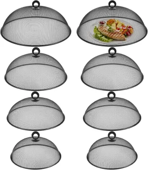 8 Pcs Metal Mesh Food Cover 14" 12" 11" 10" Mesh Food Tents Fly Fruit Screen Food Net Dome Screen Plate Covers for Dinner Plates Reusable Picnic Food Umbrella for Table, Camping, Outside Parties
