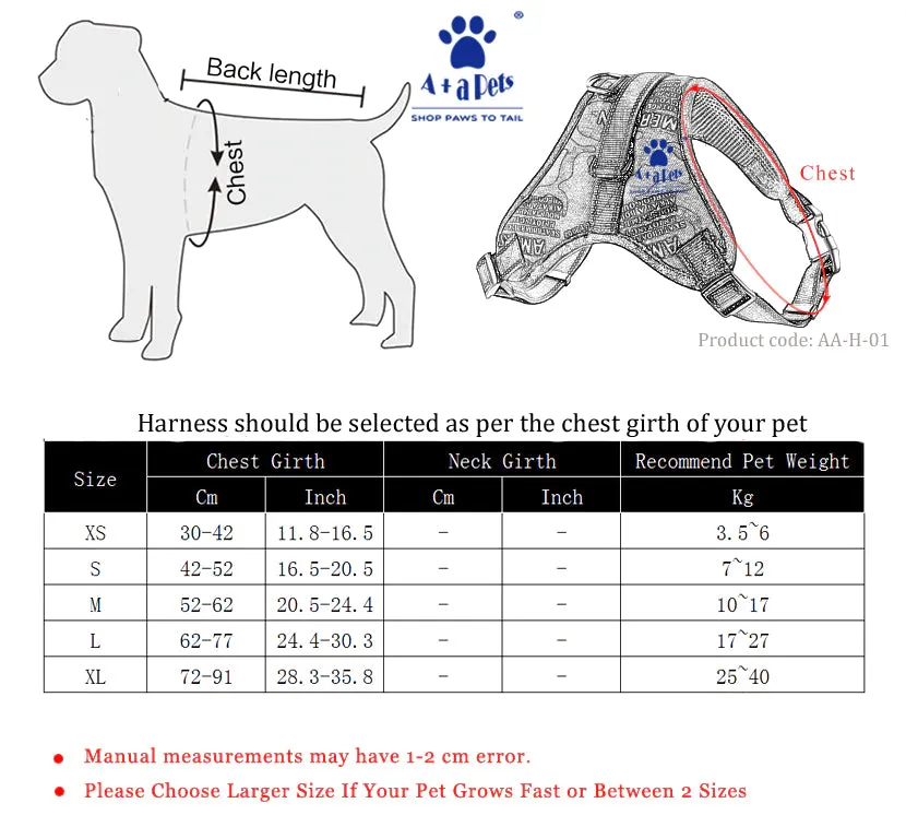A A Pets' Heavy Duty Padded, Reflective Stitches H Style Harness