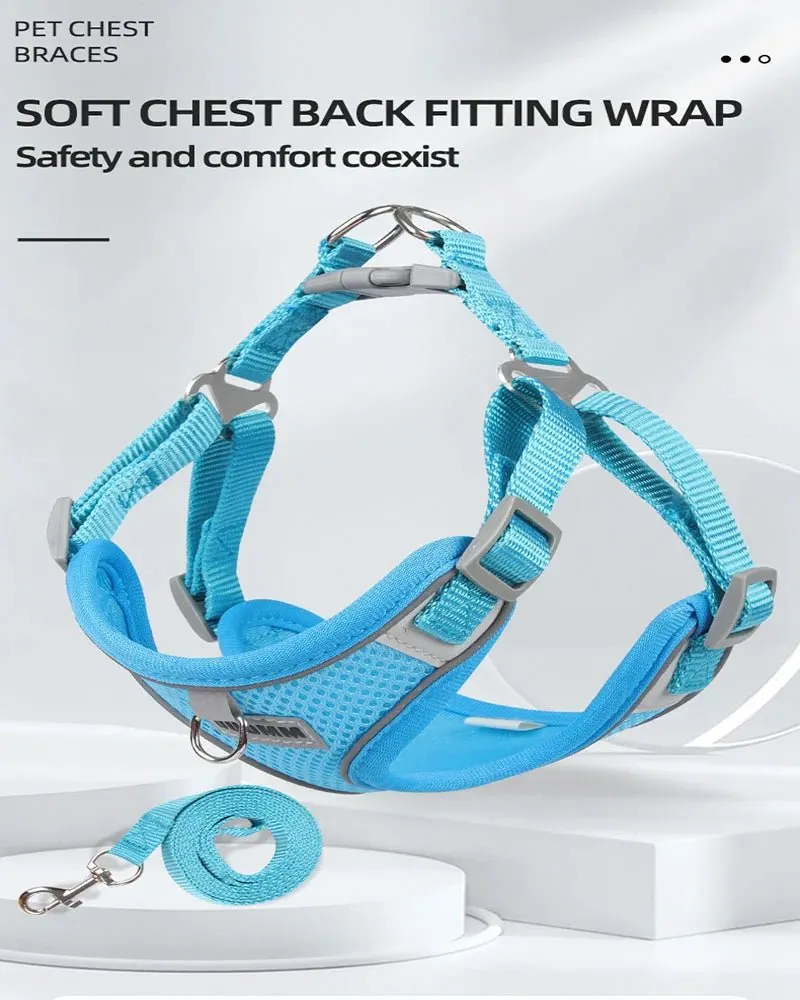 Adjustable Small Dog Harness & Leash Set - Comfortable, Breathable Fabric for Small Breeds