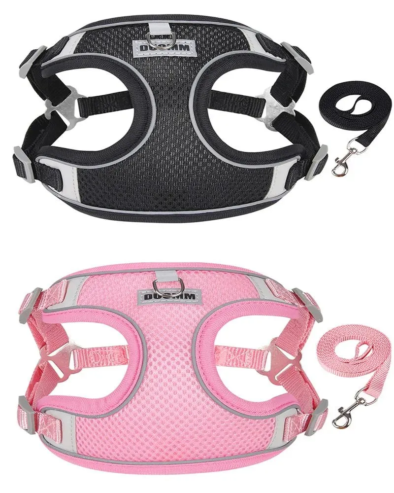Adjustable Small Dog Harness & Leash Set - Comfortable, Breathable Fabric for Small Breeds