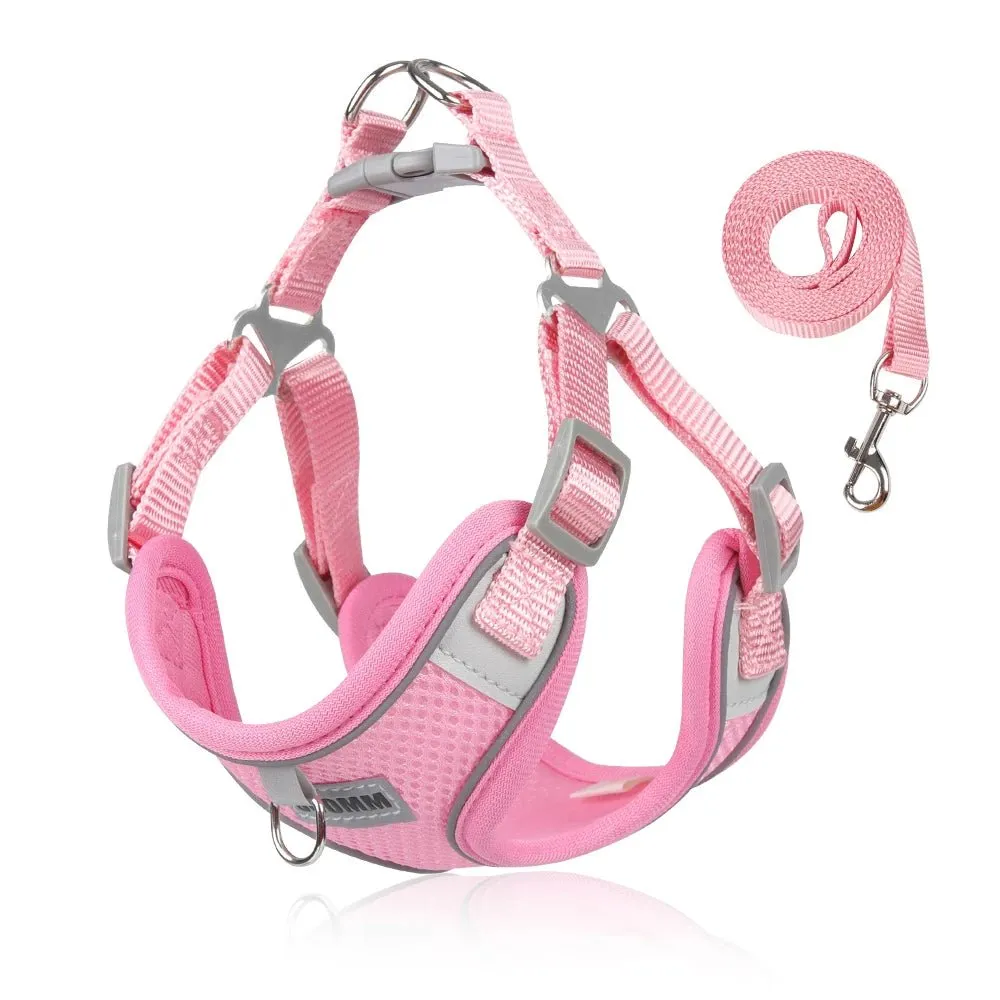 Adjustable Small Dog Harness & Leash Set - Comfortable, Breathable Fabric for Small Breeds
