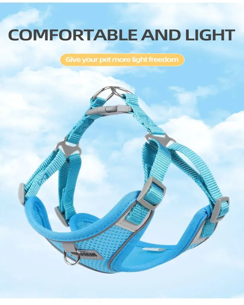 Adjustable Small Dog Harness & Leash Set - Comfortable, Breathable Fabric for Small Breeds